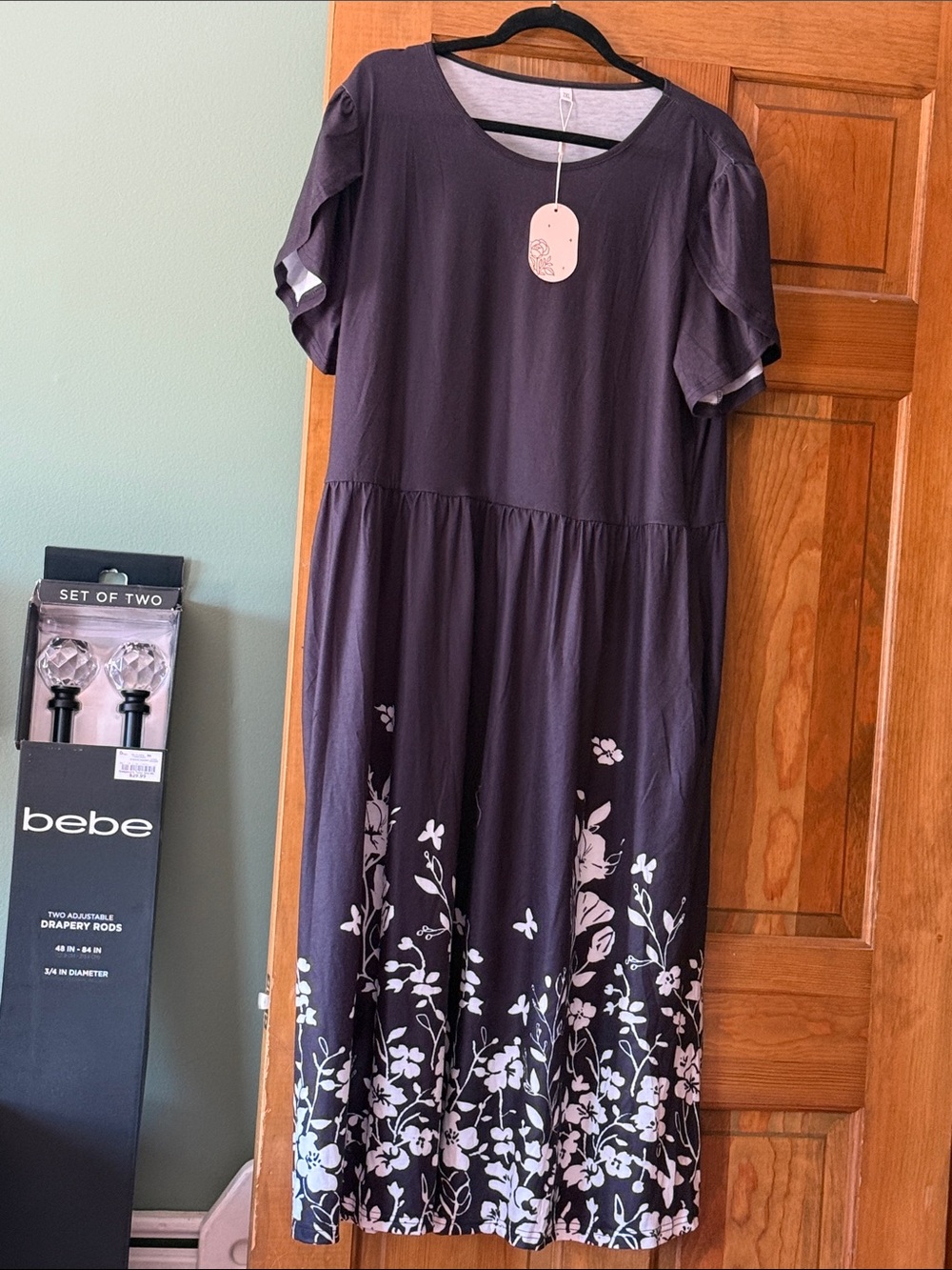 Dark Floral Hem Midi Dress